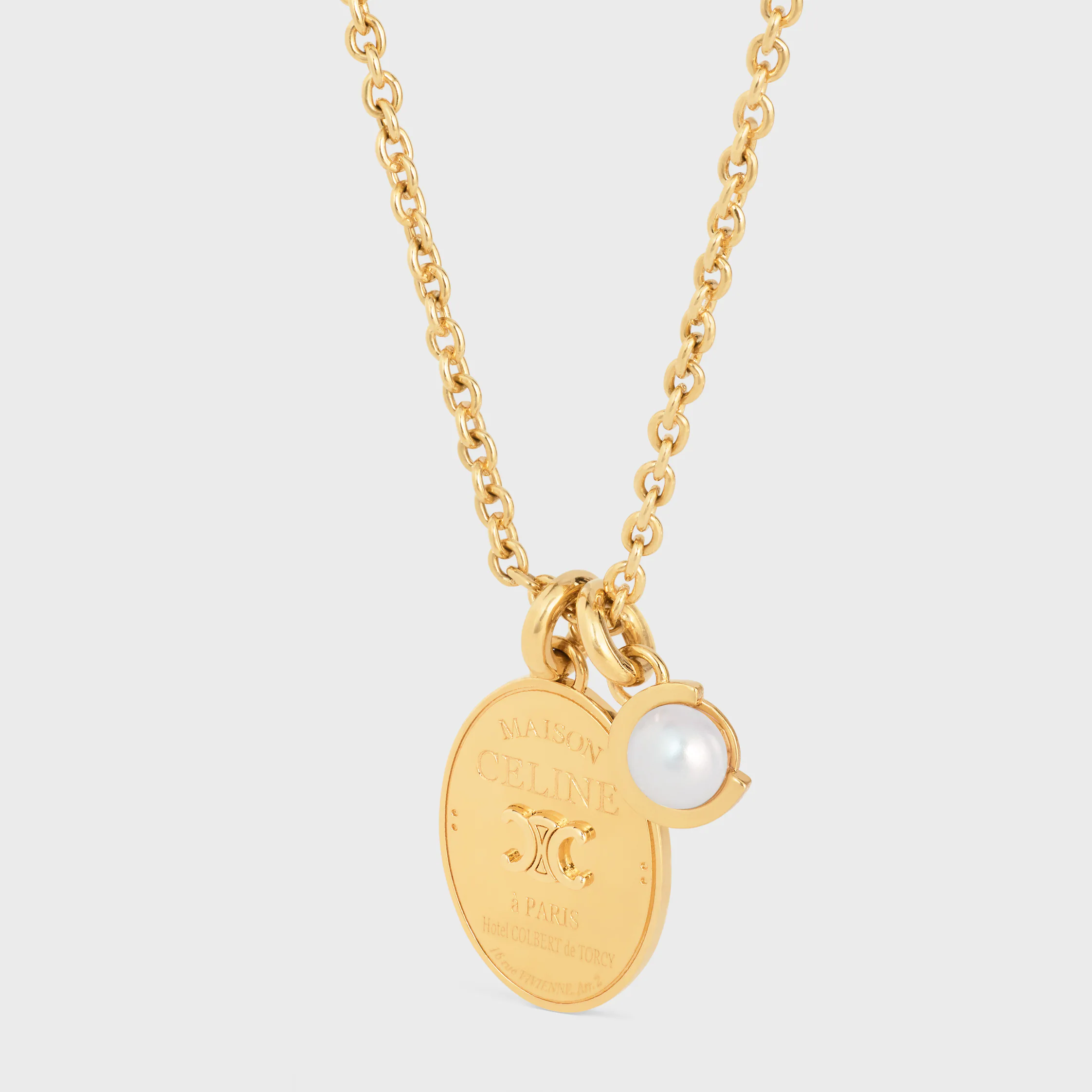 Les Perles Celine Halskette aus Harzperle und Messing mit Goldfinish