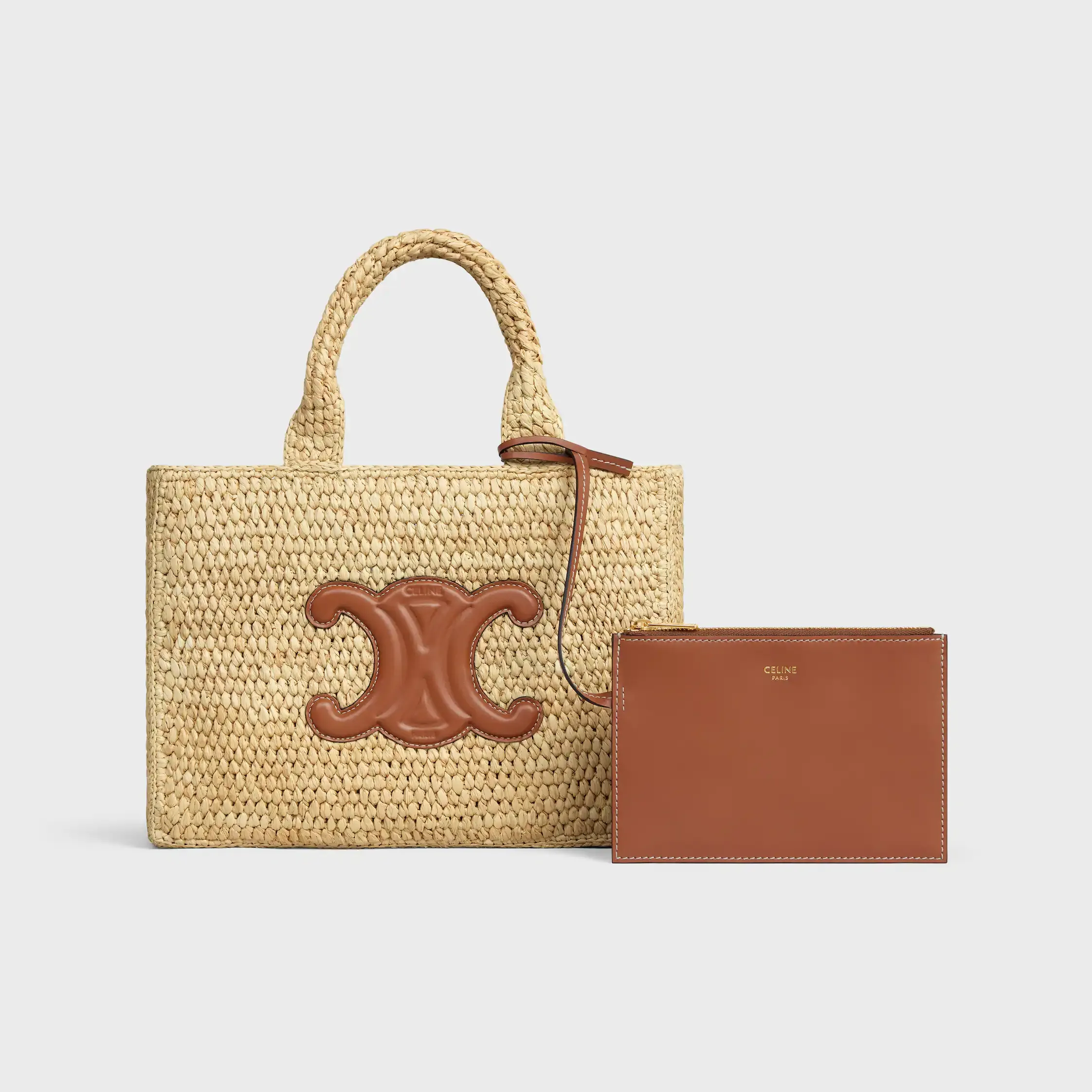 KLEINER KORB THAILAND IN Raffia und Kalbsleder
