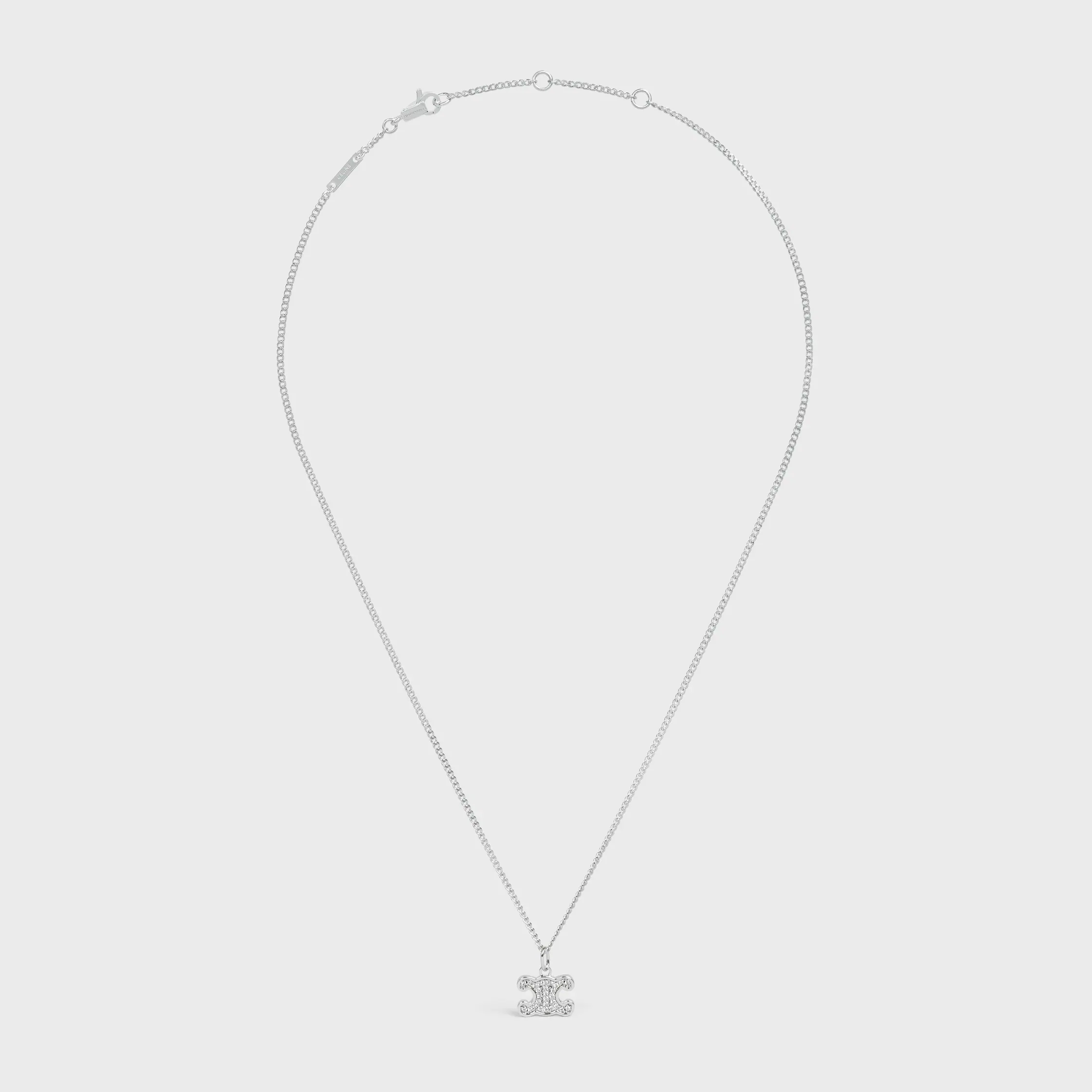 Triomphe-Stein-Halskette aus Messing mit Rhodium-Over und Kristallen