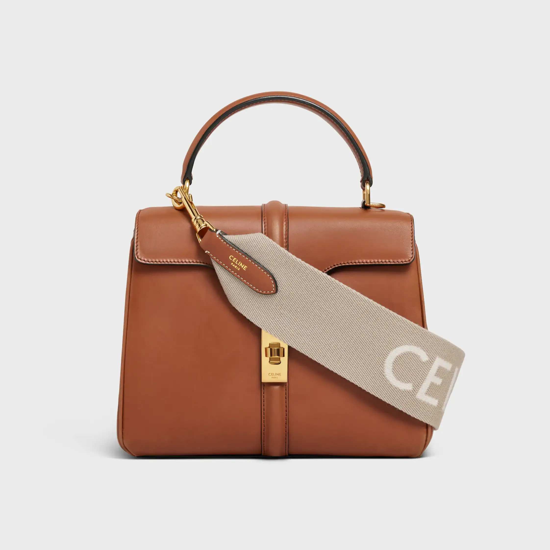 Kurzer Riemen aus Wolle mit Celine-Jacquard mit GOLDEN ABSCHLUSS