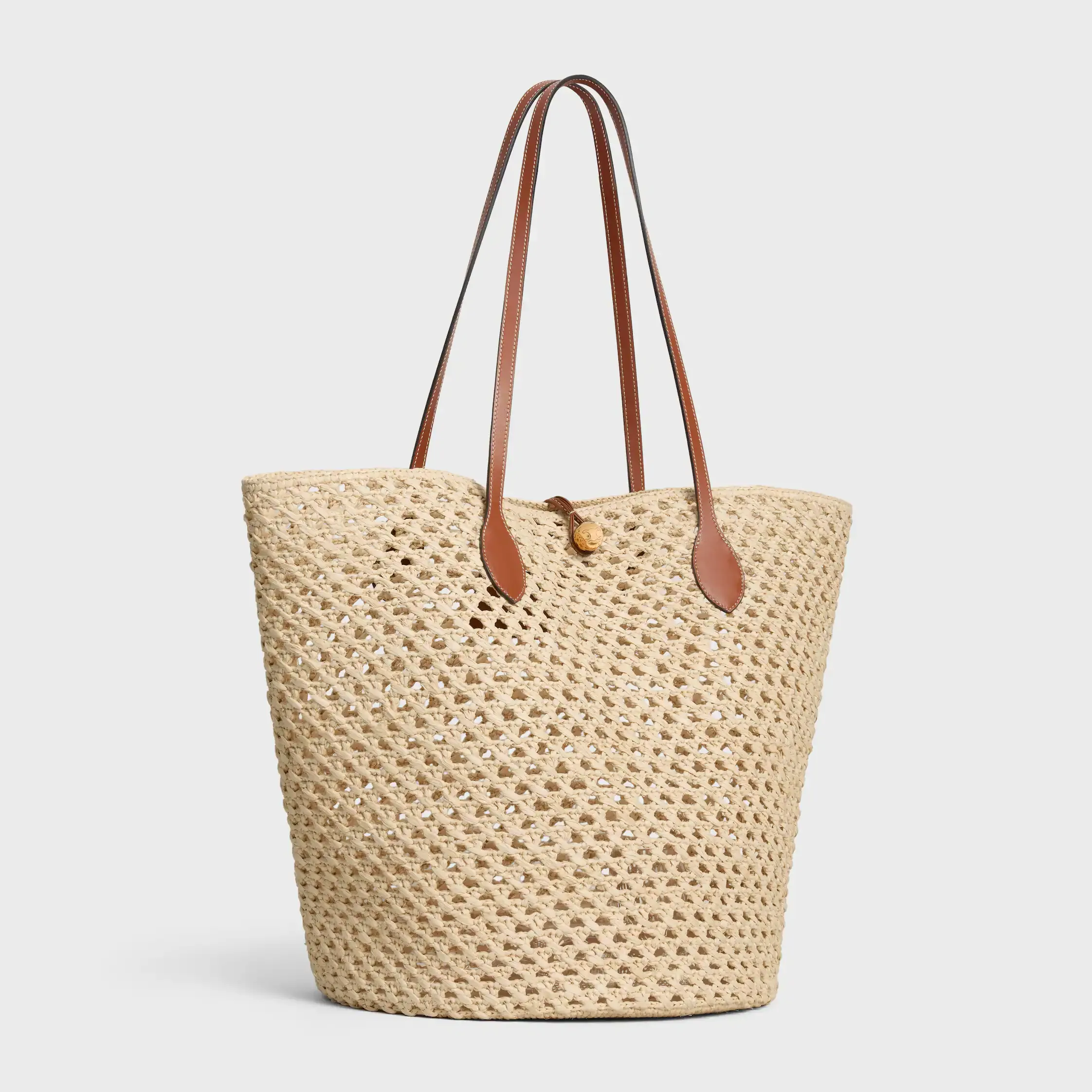 BUCKET TRIOMPHE BEADS KORB AUS RATTAN UND KALBSLEDER