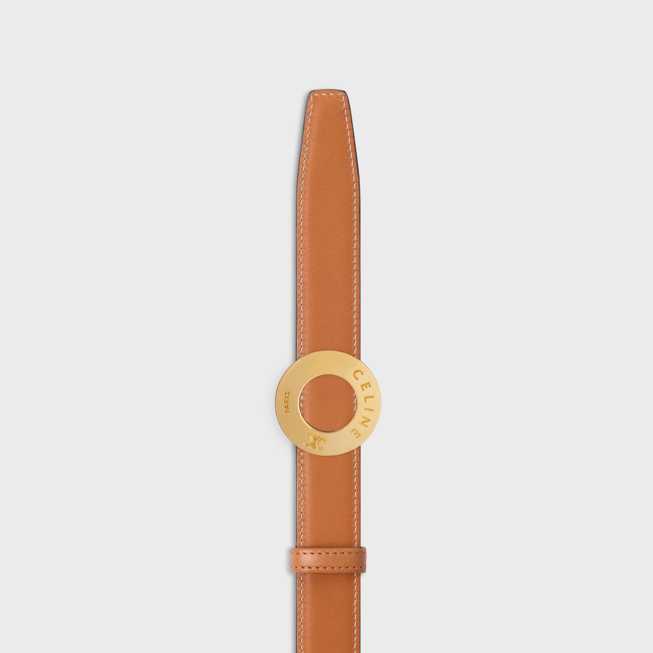 CELINE DISC BUCKLE 25 MM IN METALL UND WENDELBARES GURTEL 25 MM IN TAURILLON UND NATÜRLICHER KALBSLEDER