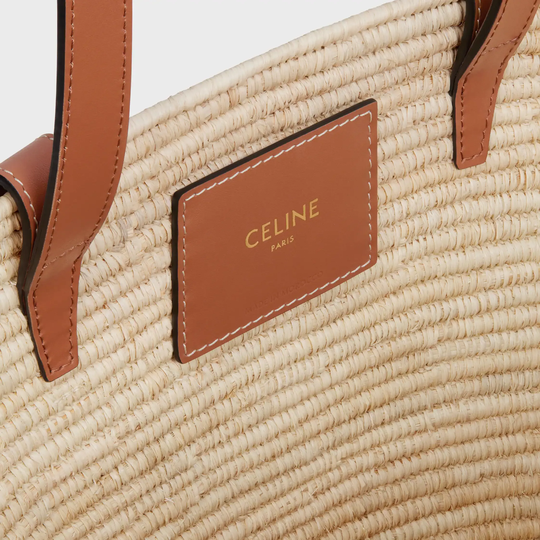 CELINE CLASSIC PANIER SMALL GEWEBTE TRIOMPHE aus RATTAN und KALBSLEDER