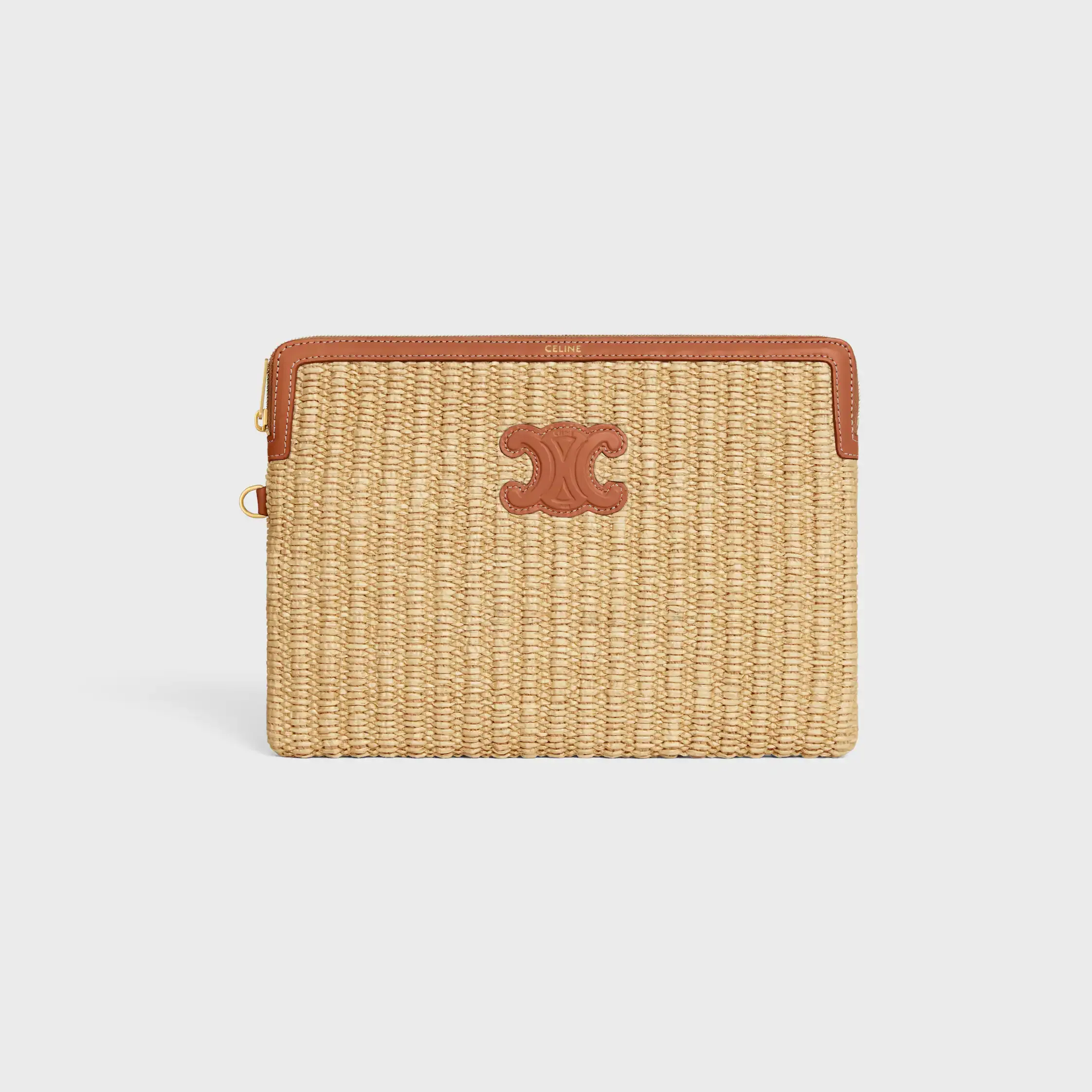 KLEINE TASCHE MIT GURTEL AUS STOFF MIT RAFFIA-TEXTUR UND KALBSLEDER