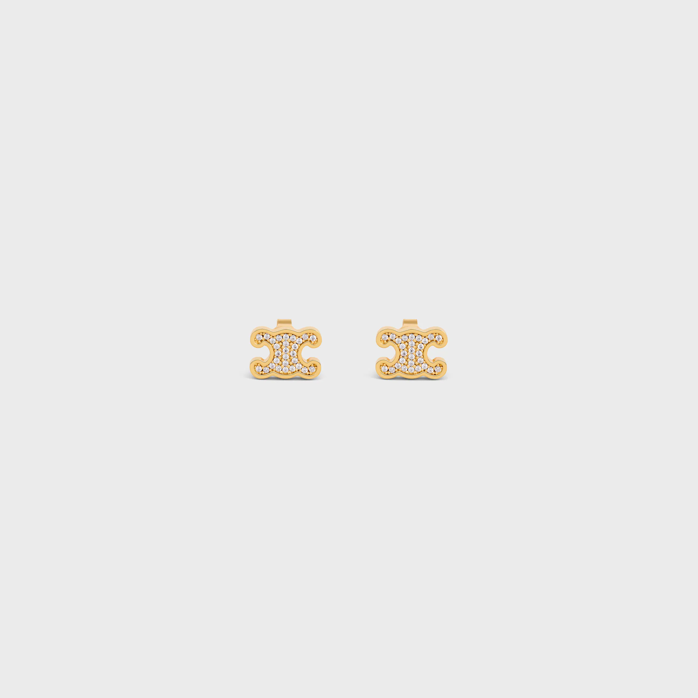 Triomphe Strass- und Messing-Steckohrringe mit Goldfinish