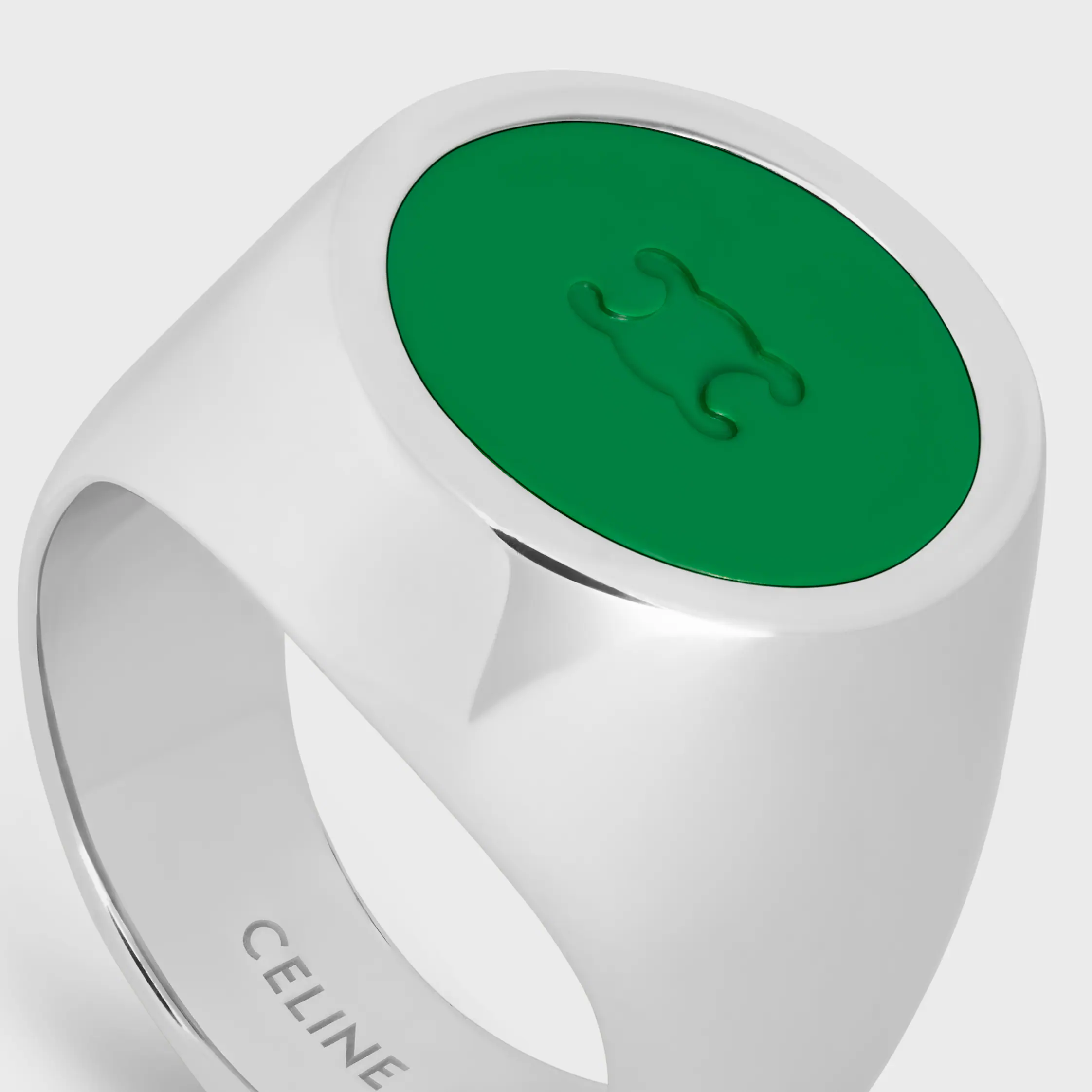 Triomphe Signet Ring aus Lack und Messing mit Rhodiumüberzug