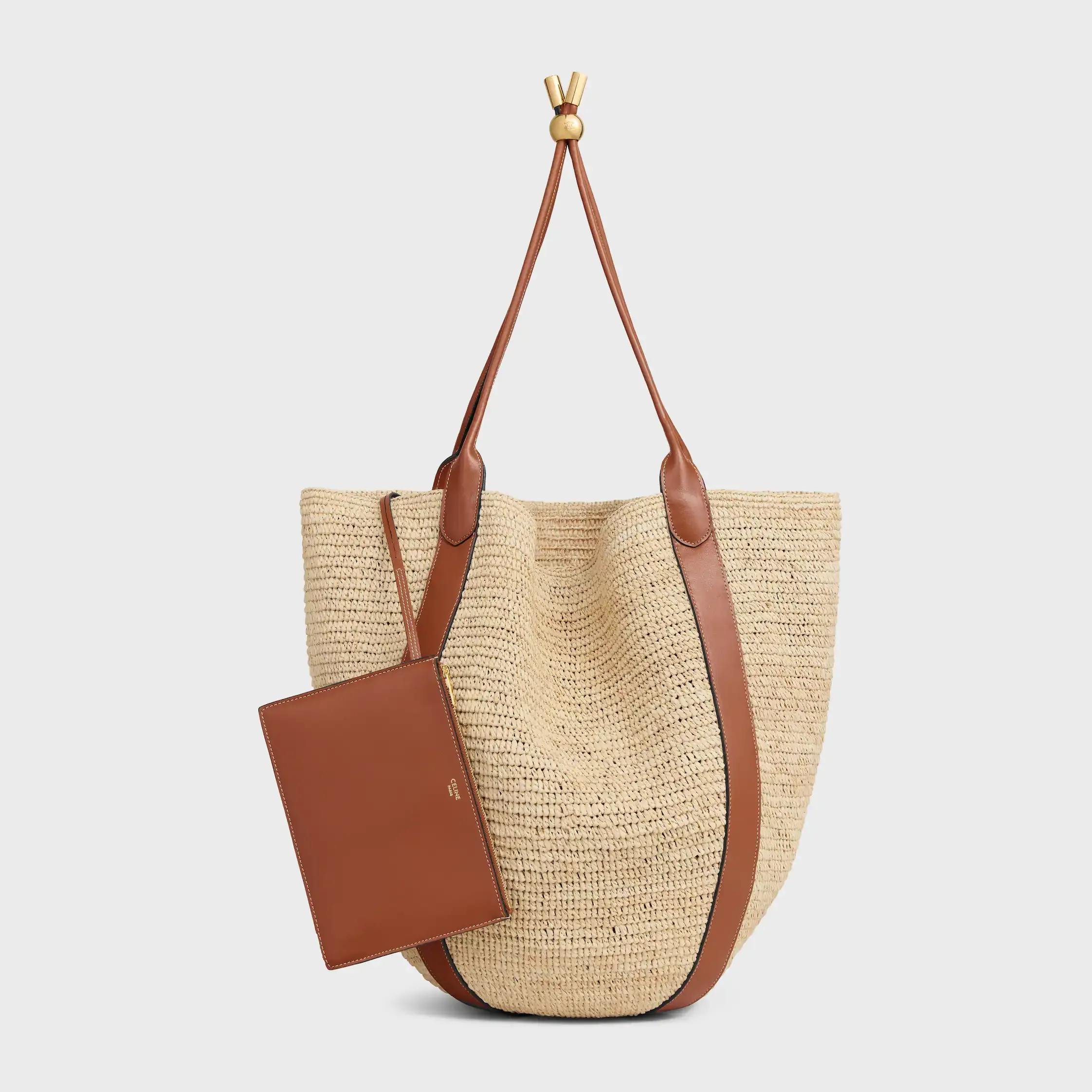 GROßE TASCHE AUS RATTAN UND KALBSLEDER