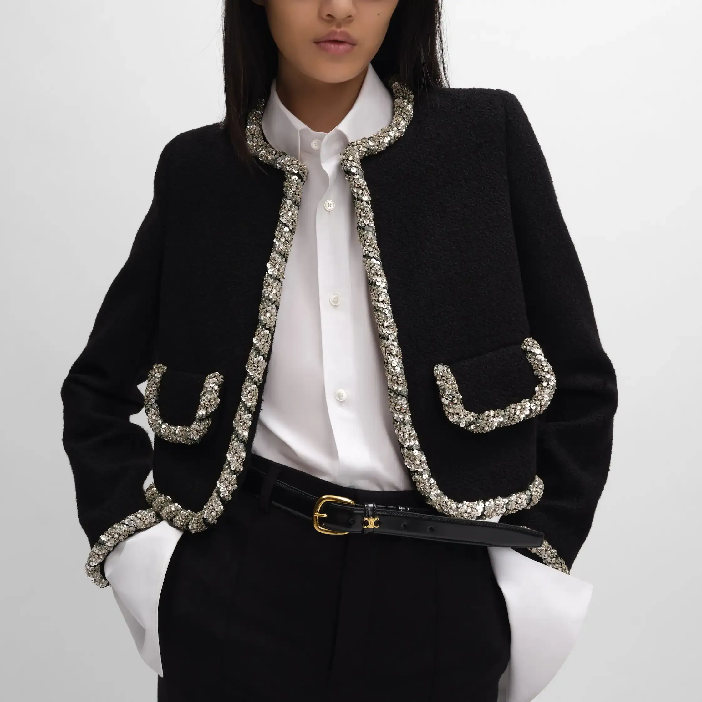bestickter Icône-Jacke aus Wolle Natté