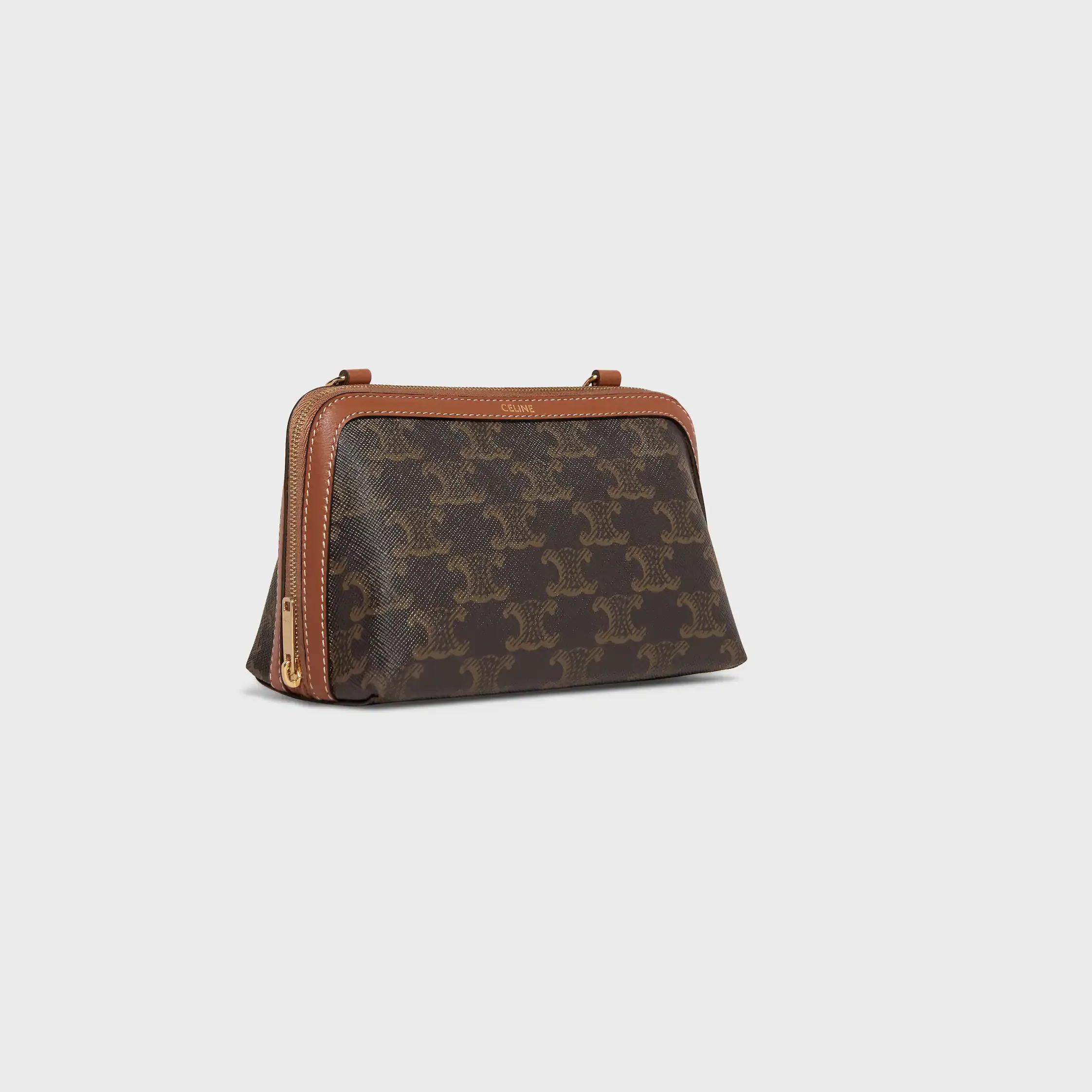 Clutch auf Kette aus Triomphe Canvas und Lammleder