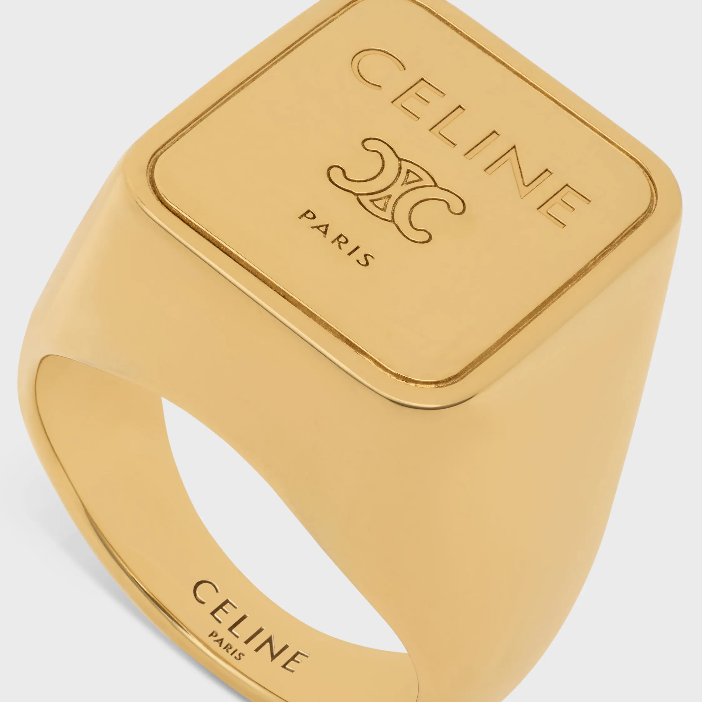 Triomphe-Platz-Signet-Ring aus Messing mit Goldfinish